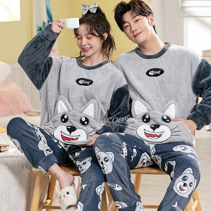 Autumn Winter Home Clothes Cartoon Lovers Sleepwear