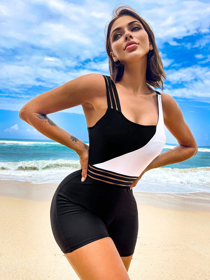 One Piece Swimsuit Women Push Up Swimming Suit patchwork Bathing Suit High waist Beachwear Monokini One Piece Swimwear Women (pool & beach )