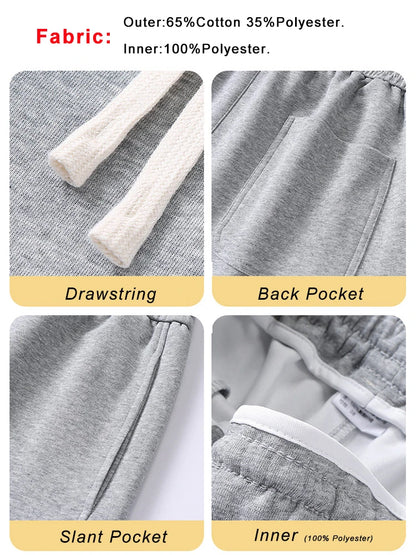 Men  Spring Autumn Sweatpants Korean Fashion Sportswear Drawstring Wide Leg Straight Track Pants Cotton