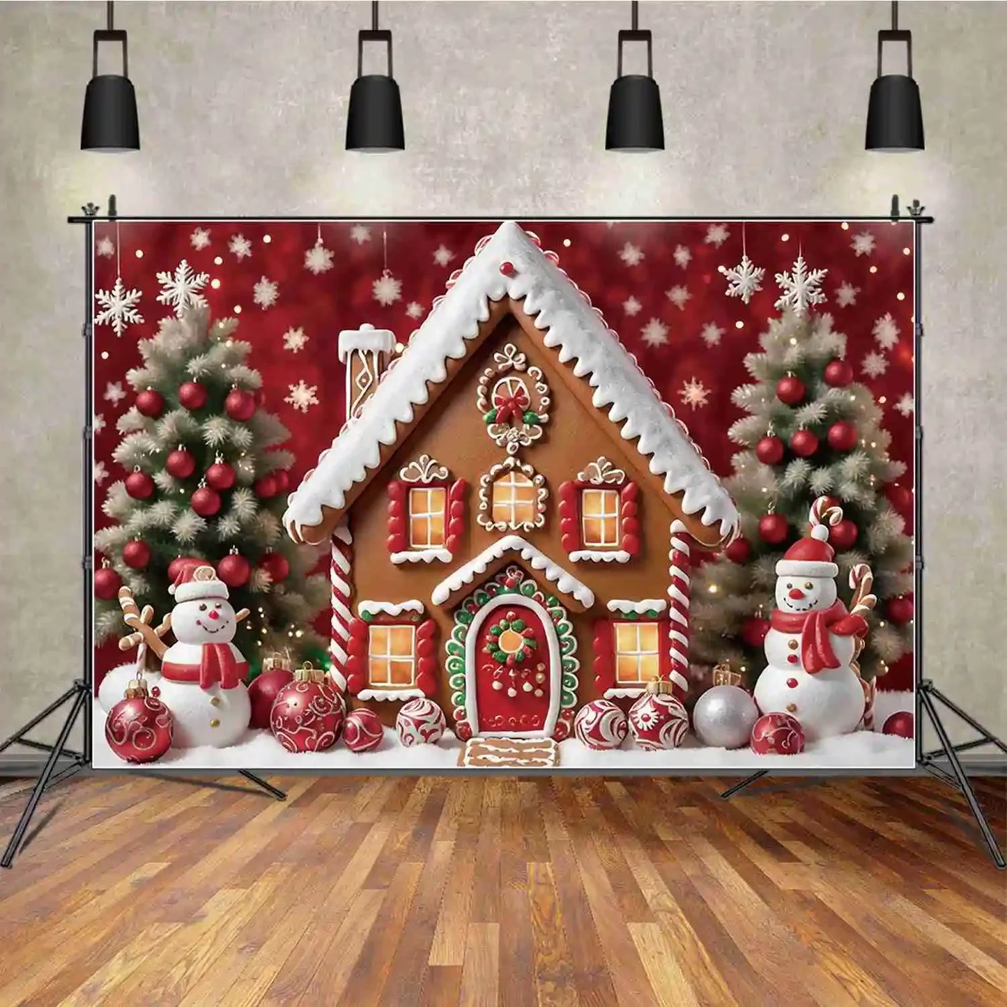 Holiday Magic 2025: Gingerbread House & Snowman Party Backdrop