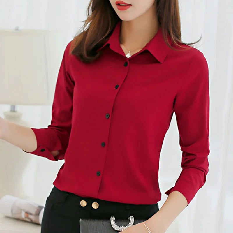 style Women Chiffon Blouse for Office Career  2025 Casual Long Sleeve