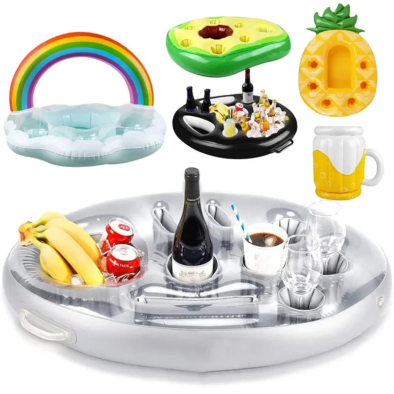 Summer Sea Bucket Cup Holder Inflatable Pool Beach Swimming Play Family Party Float Beer Drink Tray Cooler Table Toy Accessories