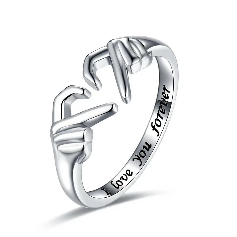 Romantic Heart Couple Adjustable Finger Ring Couple Jewelry Gifts