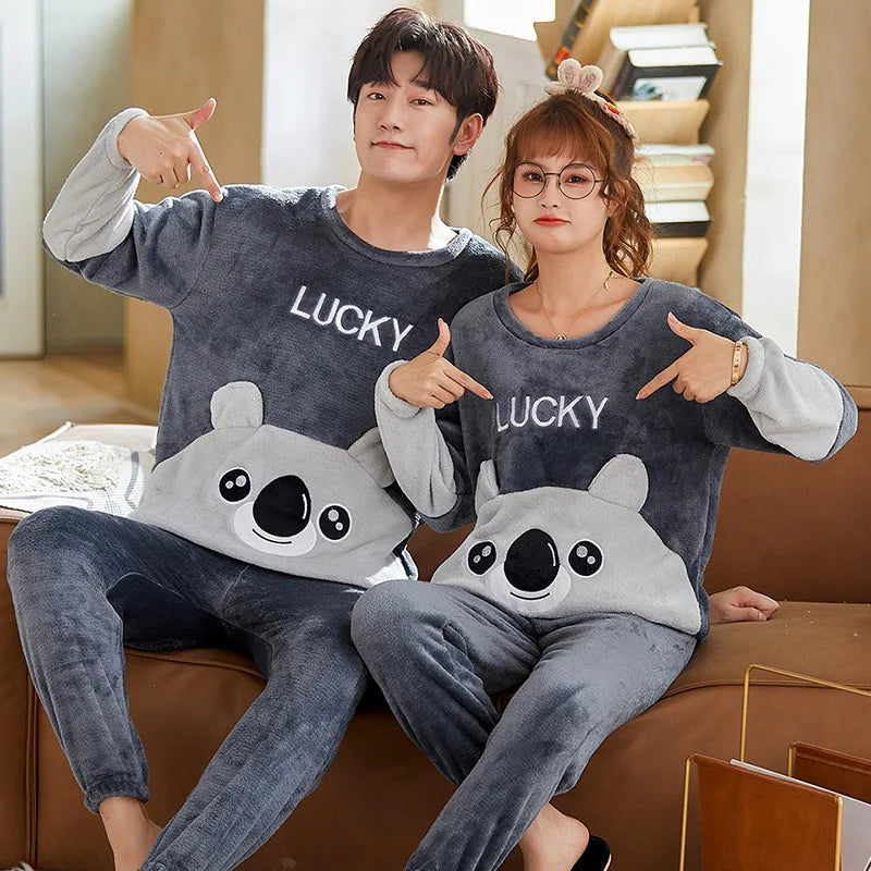 Autumn Winter Home Clothes Cartoon Lovers Sleepwear