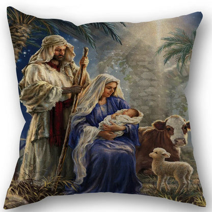 merry Christmas  Waterproof Linen Blend Pillowcase Throw Pillow Cover Cushion Cover for Living Room Without Pillow Insert