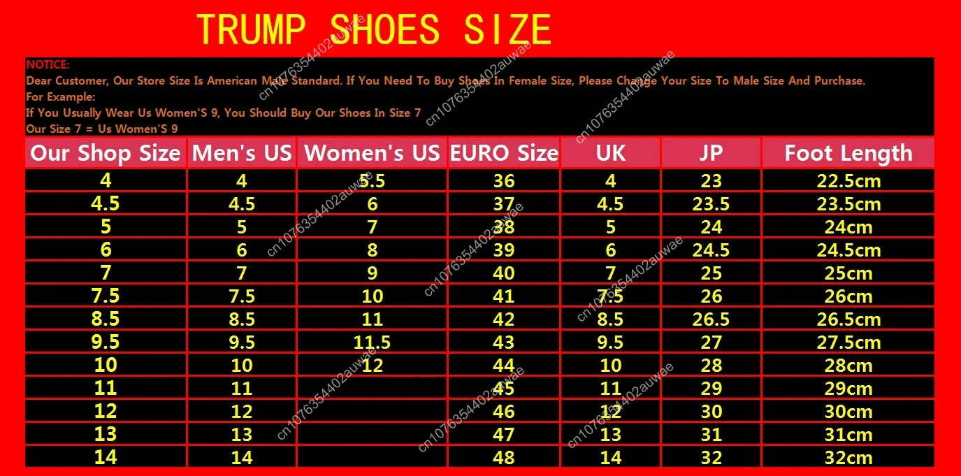 Trump Gold Shoes Top Quality Big Size to 47 & 48 Men & women