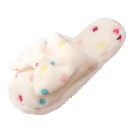 Winter Cute Shoe Bow Indoor Ladies Warm Home Slippers