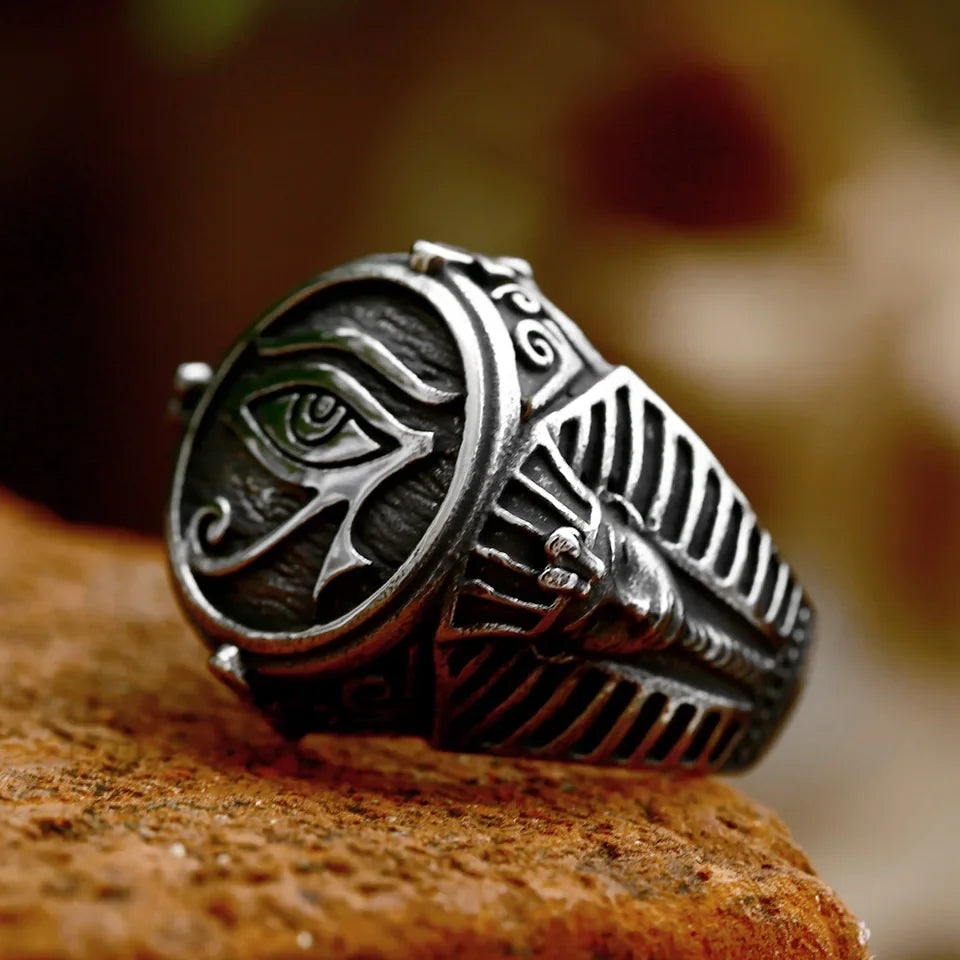 Ancient Elegance: Eye of Horus Steel Ring