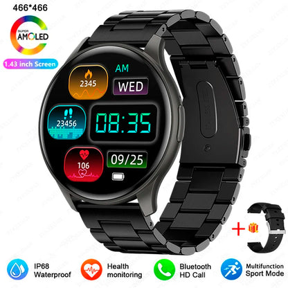 New 2025 Women & men Fashion 1.43 inches Bluetooth Call Smartwatch  AMOLED 466*466 HD Pixel Display Smart watches