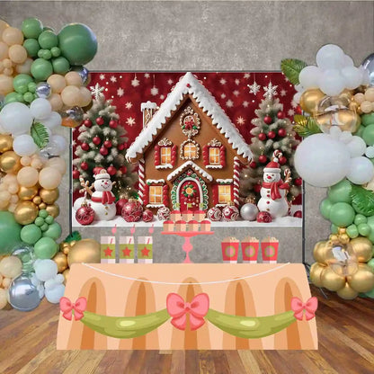 Holiday Magic 2025: Gingerbread House & Snowman Party Backdrop