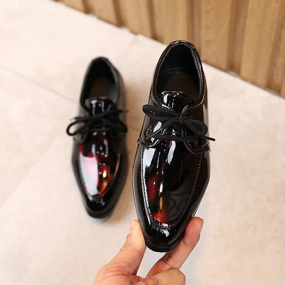 Little Boys Fashion Leather Shoes Children Kids Flats for Baby School Party Formal Wedding Toddlers Low-heeled 6-14 years