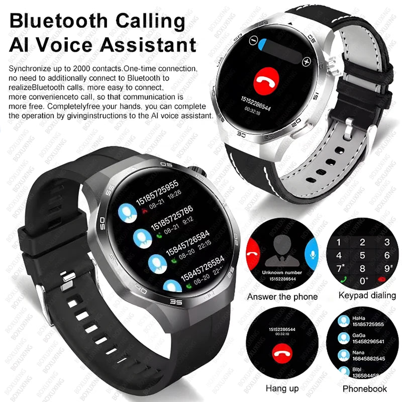 Huawei Xiaomi 2025 GT5 Pro Men Smart Watch AMOLED HD Screen GPS NFC Heart Rate Bluetooth Call IP68 (Waterproof )