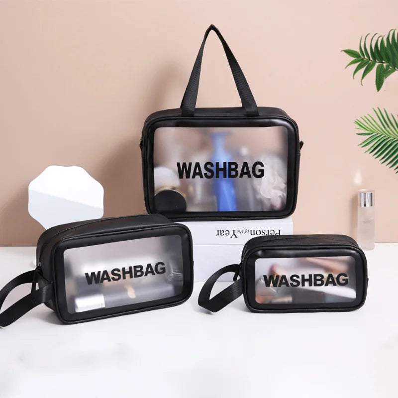 Transparent Cosmetic Bag Travel Portable Beach Swimming Bag Large Capacity PU Waterproof