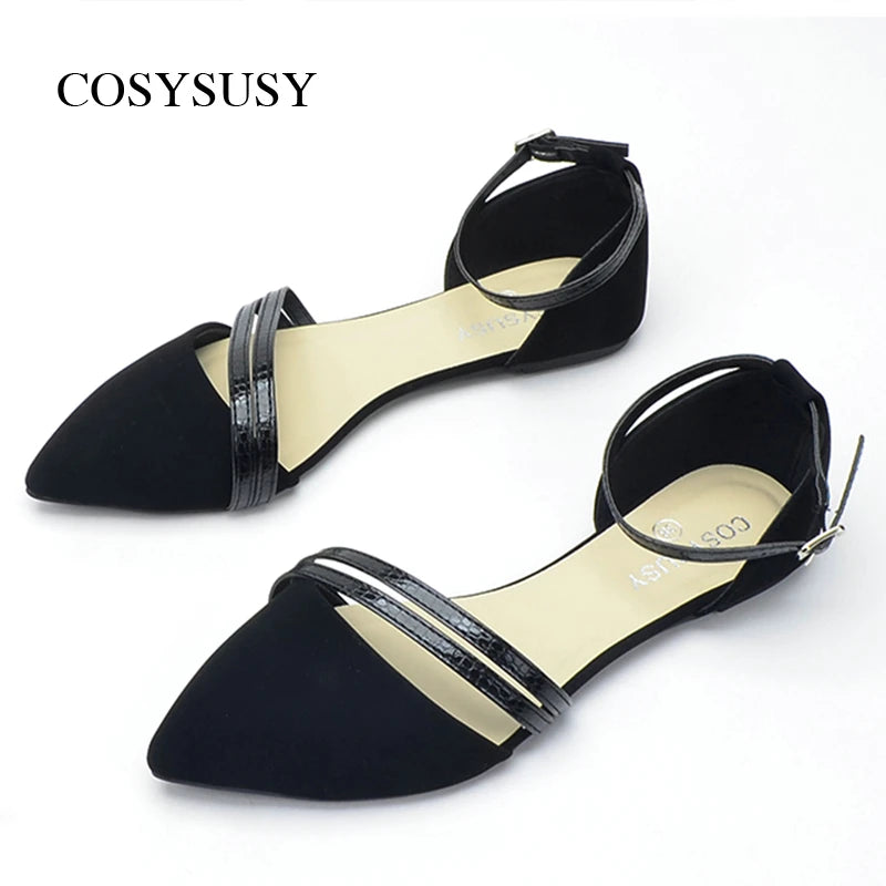 Women's Pointed Toe Flat, Versatile Ankle Strap D'Orsay Shoes,