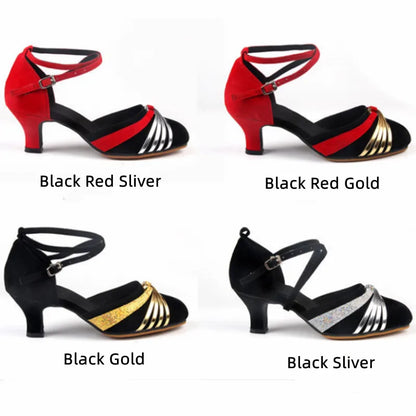 Women Latin Dance Shoes Cuban Heels Party Dance Shoes