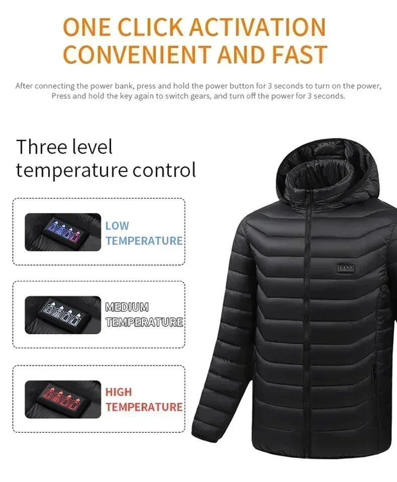 Smart Self-Heating 23 Areas Heated Jacket Men's Winter 2025