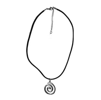 Vintage Spiral Vortex Pendant Hand-woven Leather Rope Necklace for Women