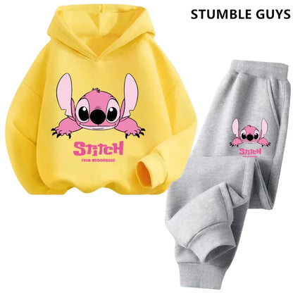 Children Hoodies Stitch Kawaii Fashion Pullover Sweatshirt Anime  Girls Boy Kids Autumn Casual Clothes