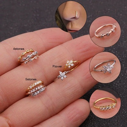 Cubic Zirconia Nose Ring - Single Piece