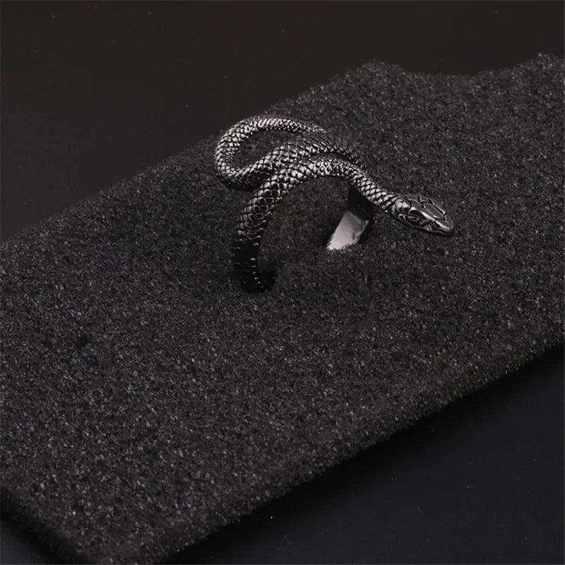 Fashion Retro Exaggerated Spirit Snake Ring Punk Adjustable Opening Snake-shaped