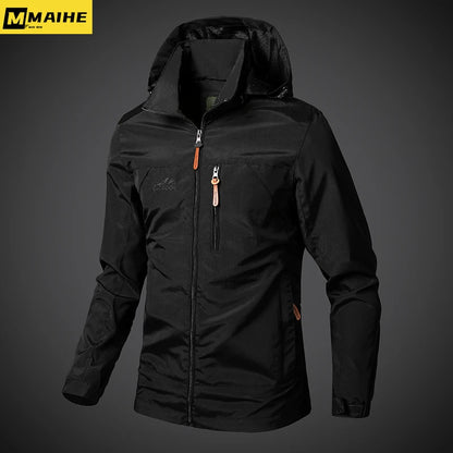 Men's Windbreaker Jackets Waterproof Military Hooded Coat Male