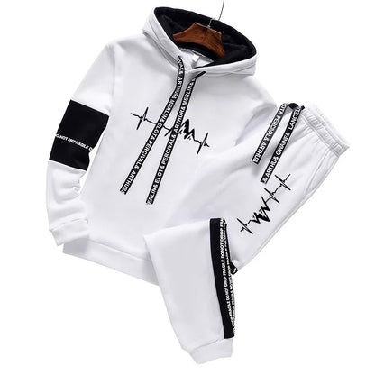 Mens 2025 Casual Hooded Sweatshirt Jogging Clothing High Quality Simplicity Versatile Printing Tops Pants Suit