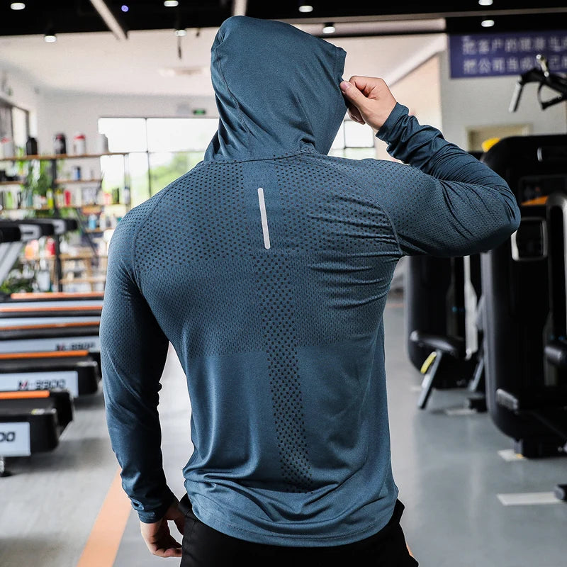 Men's Fitness Tracksuit Running Sport  Workout Shirts Muscle Training Sweatshirt