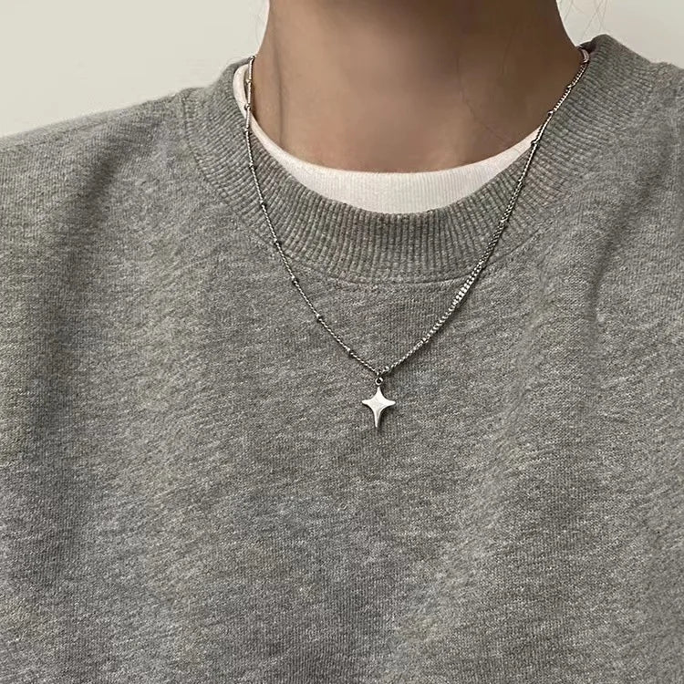 Simple Trendy Star  Necklace Pendant Neck Jewelry Accessories Women Men's Fashion Party