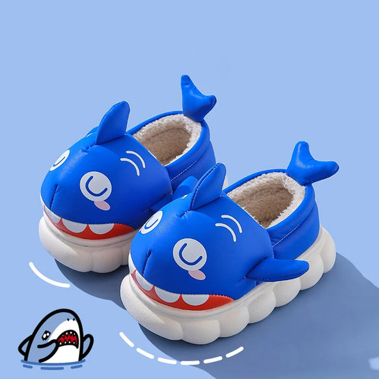 Boys and girls warm at new Winter Cute Shark Waterproof Cover Heel Fluffy