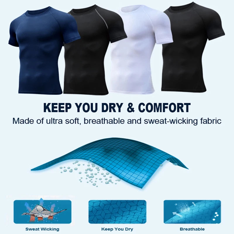 Men's Compression T-Shirts Short Sleeves , Gym , Fitness & Running